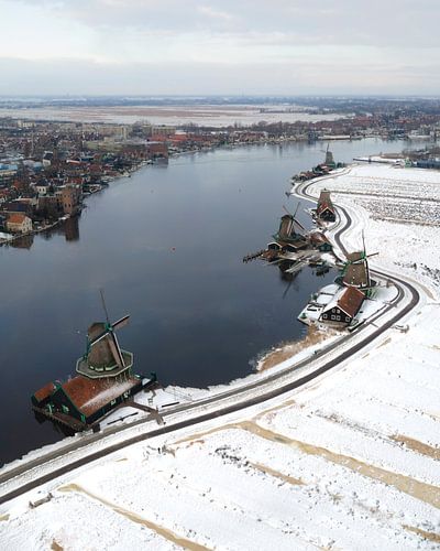 Winterzicht over de Zaanse Schans en Zaan