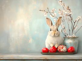 Mignonne nature morte de lapin de Pâques sur Heike Hultsch