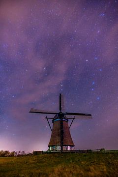 Molen het Noorden bij nacht Texel van Texel360Fotografie Richard Heerschap