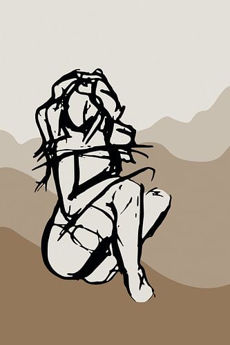 Semi abstract - schets gesture tekening zittende vrouw