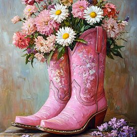 Cowboystiefel voller Blumen von But First Framing