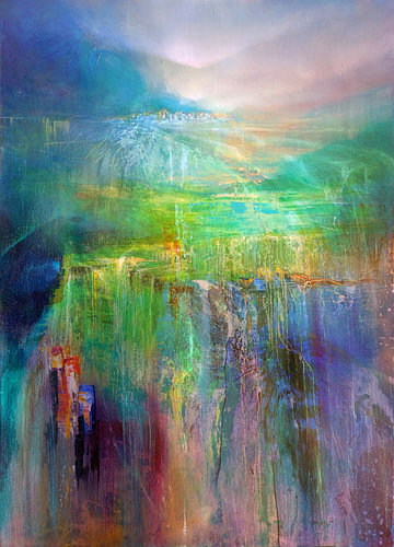 Zu neuen Höhen - rosa Abendlicht von Annette Schmucker