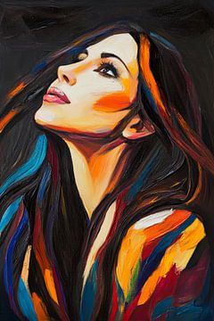 Étude de portrait de femme en couleur à l'huile sur Poster Art Shop