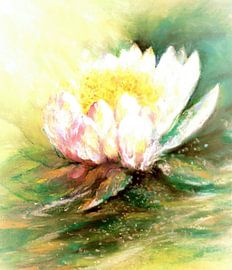 Seerose-3. Handbemalt mit Ölpastellkreide