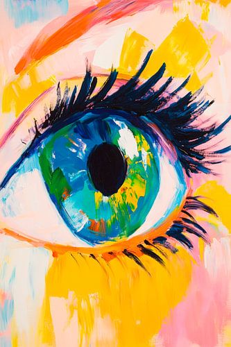 Colourful eye in vivid painting