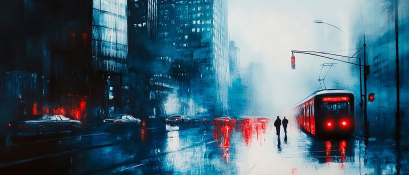 Städtische Szenerie bei Nacht von Poster Art Shop