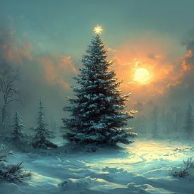 Arbre de Noël | Arbre de Noël sur Peinture Abstraite