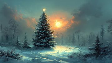 Arbre de Noël | Arbre de Noël sur Peinture Abstraite