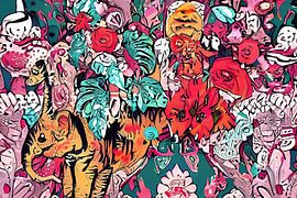 Tiere an der Wand von Quin van Saane