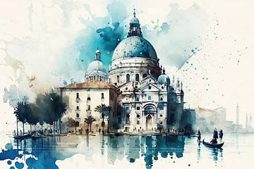 Aquarelle Venise Paysage sur Uncoloredx12