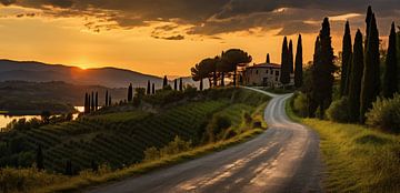 Zonsopgang in Toscane van fernlichtsicht