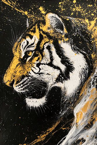 Tijgerportret met gouden accenten