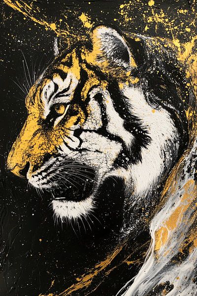 Tijgerportret met gouden accenten van Imperial Art House