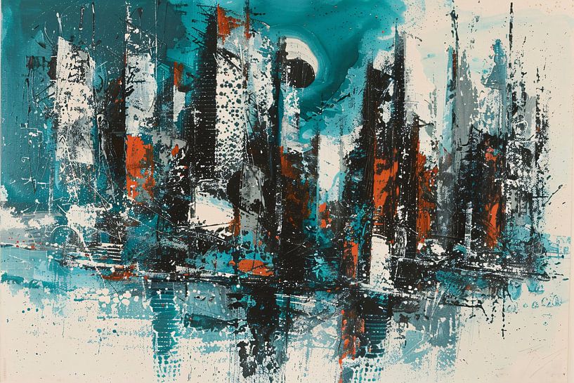 Abstracte schildering van dynamische skyline van Art & Soul Creations