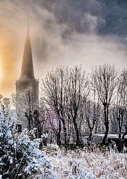 Winterlandschap Tzum, Friesland, Nederland. van Jaap Bosma Fotografie