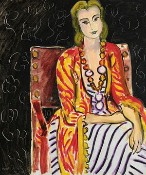 Zittende vrouw voor zwarte achtergrond, Henri Matisse