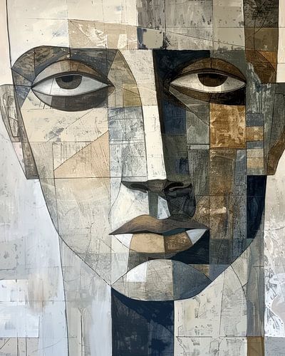 Abstract Geometric Portrait in Earth tones
