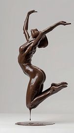 Studio-Porträt Frau mit Schokolade springt von Egon Zitter