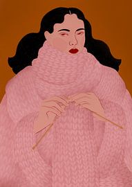 Cozy Pink Sweater Knitter by Ida Alvarsson