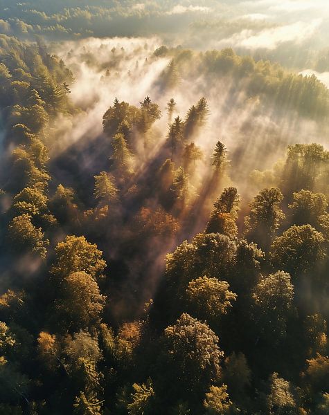 Autumn forest at sunrise by fernlichtsicht