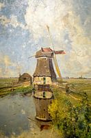 Een windmolen in de polder bekend als "In de maand Juli" door Paul Gabriel, c. 1889, neder