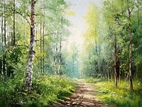 Sonniger Waldweg, Öl