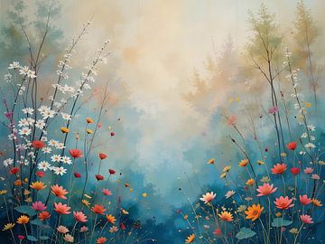 Bloemen in de mist