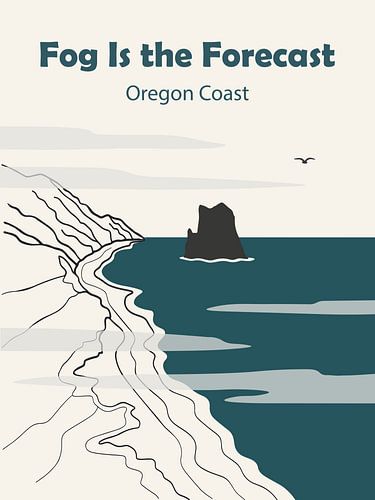 Mistige kust van Oregon Minimalistisch landschap Illustratie