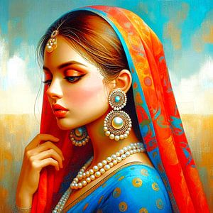 Indische Frau mit Perlen