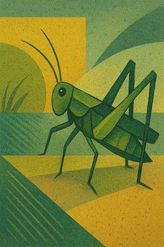 A geometric artwork of a grasshopper. by Johannes