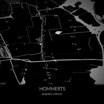 Schwarz-weiße Karte von Hommerts, Fryslan. von Rezona