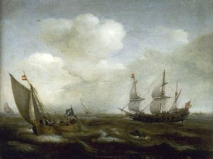 Ein holländisches Schiff und ein Kaag bei frischer Brise, Hendrick Cornelisz Vroom