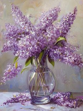 Der duftende Glanz des Frühlings: Eine impressionistische Studie von Flieder in einer Kristallvase von Artistic