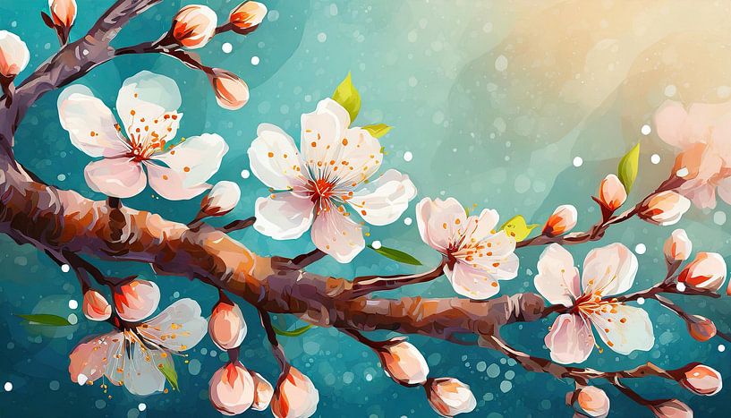 Banner Baum blüht im Frühling, Malerei Illustration von Animaflora PicsStock