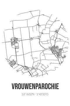 Vrouwenparochie (Fryslan) | Map | Black and white by Rezona