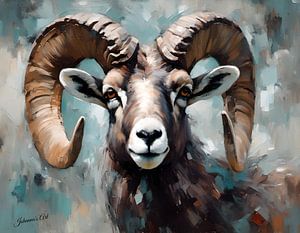 Wildtiere - Abstrakter Surrealismus - Dickhornschaf 1