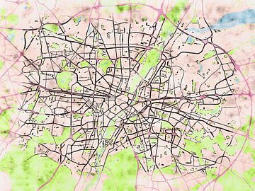 Kaart van München groot in de stijl 'Soothing Spring' van Maporia