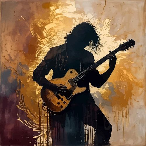 Strings in Motion – Epische abstracte gitaarillustratie