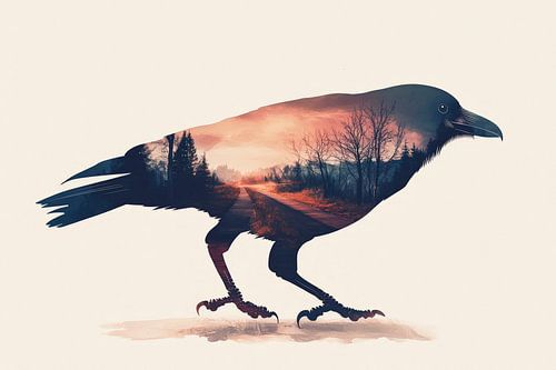 Bird with landscape