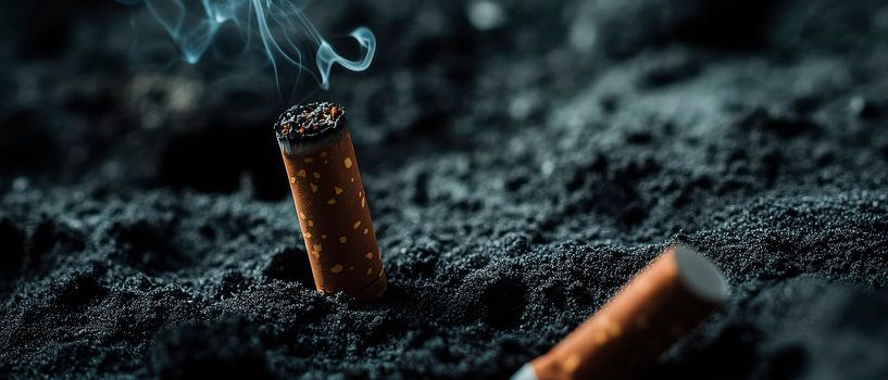 Zigarettenreste im Sand – Vergänglichkeit von Poster Art Shop