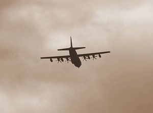 Silhouette eines Flugzeugs in Sepia