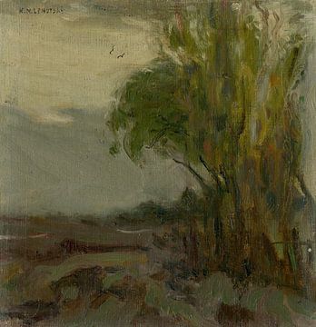Schets van een landschap met een boom op de voorgrond, Karol Miloslav Lehotský