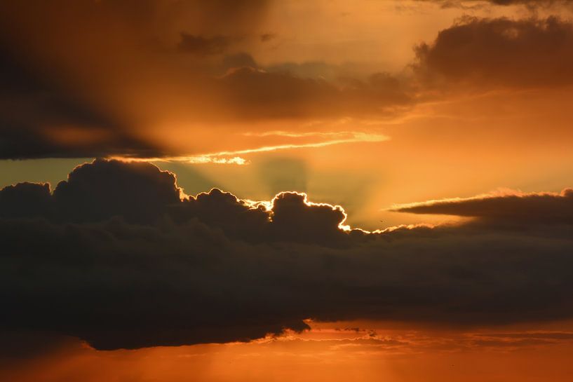 Sunset with atmospheric sky on the beach of Kühlungsborn on the coast of the Baltic Sea by Heiko Kueverling