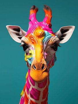 Art Print van Majestueuze Giraffe van Eva Lee