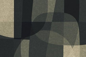Abstracte organische vormen en lijnen. Geometrische kunst in retro stijl in grijs IV van Dina Dankers