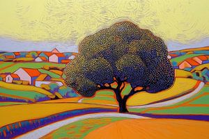 Bunter Baum im pointillistischen Stil