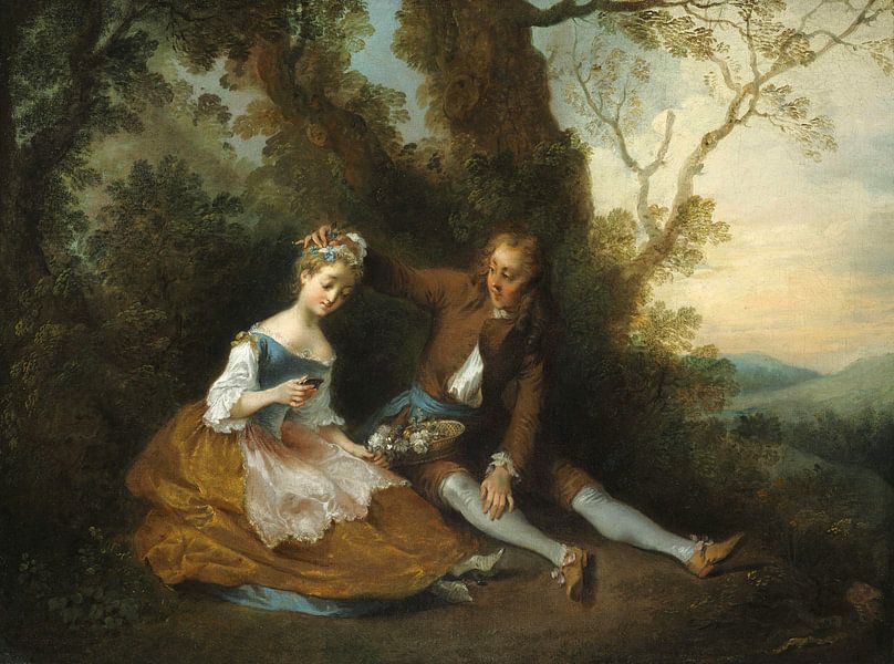 Young Lovers in a Landscape, Nicolas Lancret by Masterful Masters