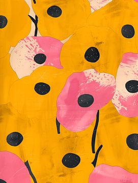 Abstracte Gele en Roze Bloemen van Gypsy Galleria