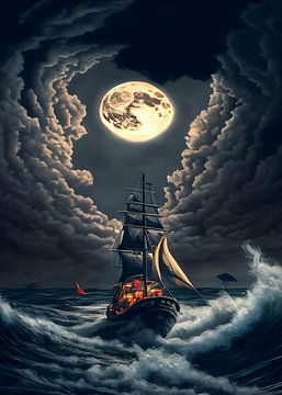 schip midden in een storm van Salsa art