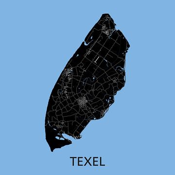 Carte Texel | Bleu | Cercle mural sur WereldkaartenShop